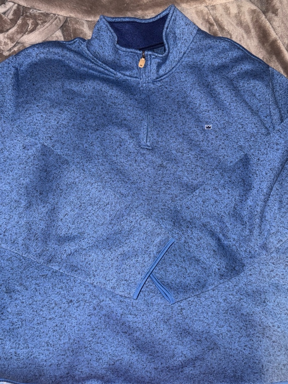crown & ivy Heathered Blue Quarter-Zip Pullover